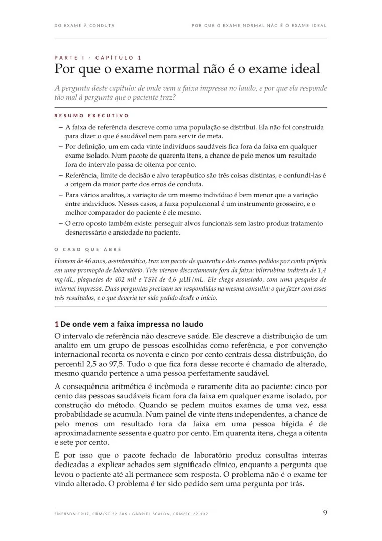 Prévia de página real de Do Exame à Conduta: Capítulo 1 · A faixa de referência